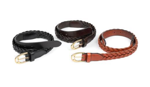 SALE Aubrion Plaited Leather Skinny Belt